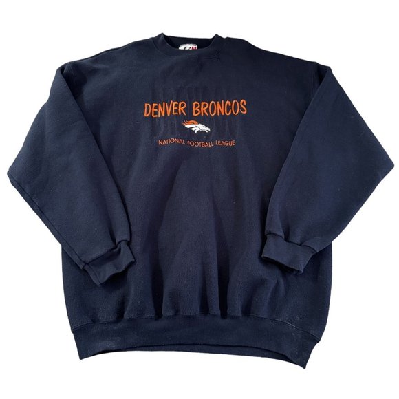LOGO ATHLETIC DENVER BRONCOS FOOTBALL BLUE CREWNECK MEN'S XL |T1 - Picture 1 of 5